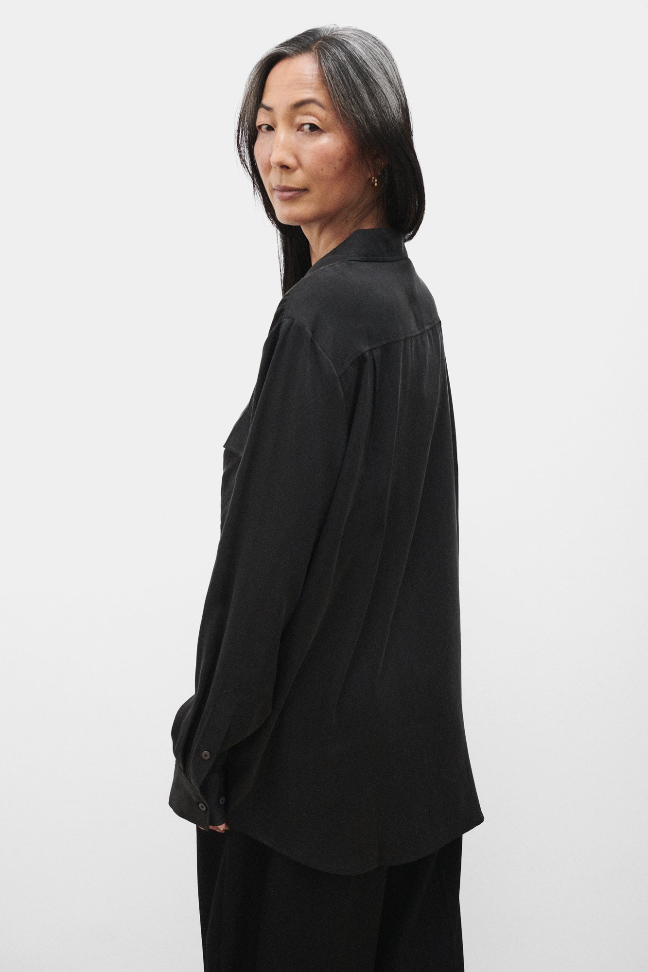 Silk Laundry BOYFRIEND SHIRT - BLACK