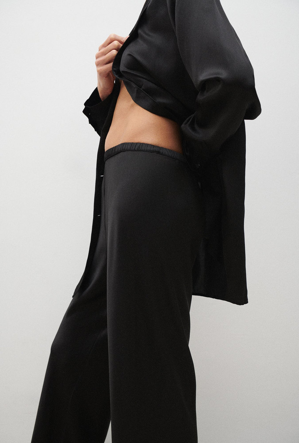 Silk Laundry Bias Cut Pants - Black