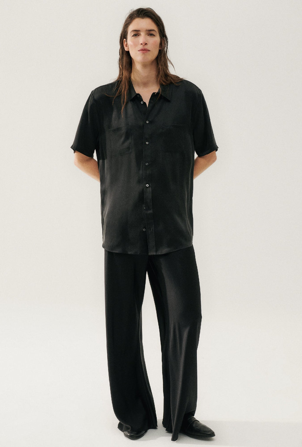 Silk Laundry Bias Cut Pants - Black