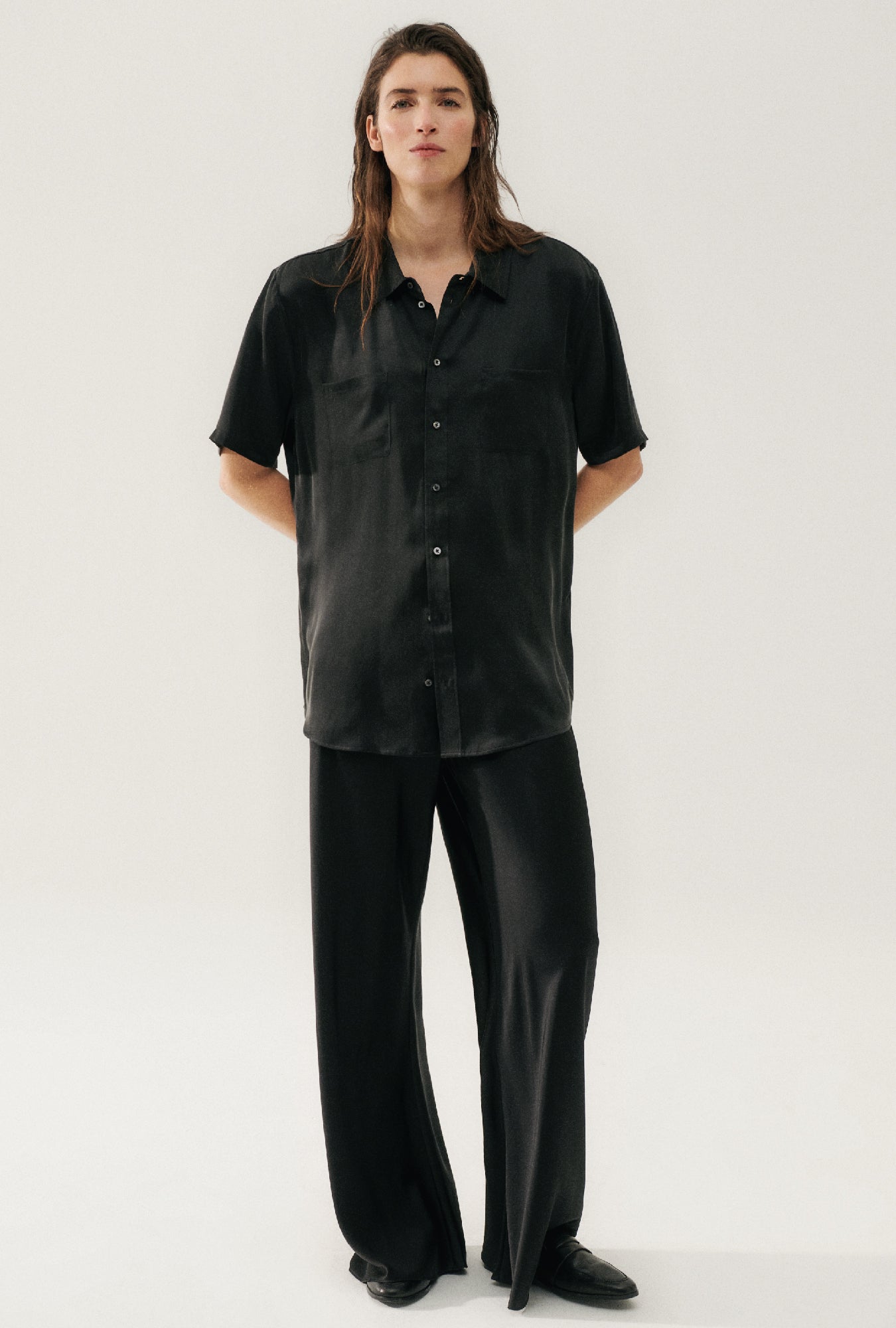 Silk Laundry Bias Cut Pants - Black