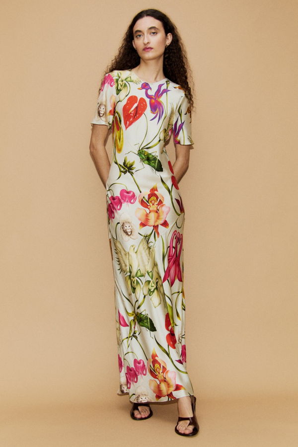 Silk Laundry Bias Dress in Wonderland Dress