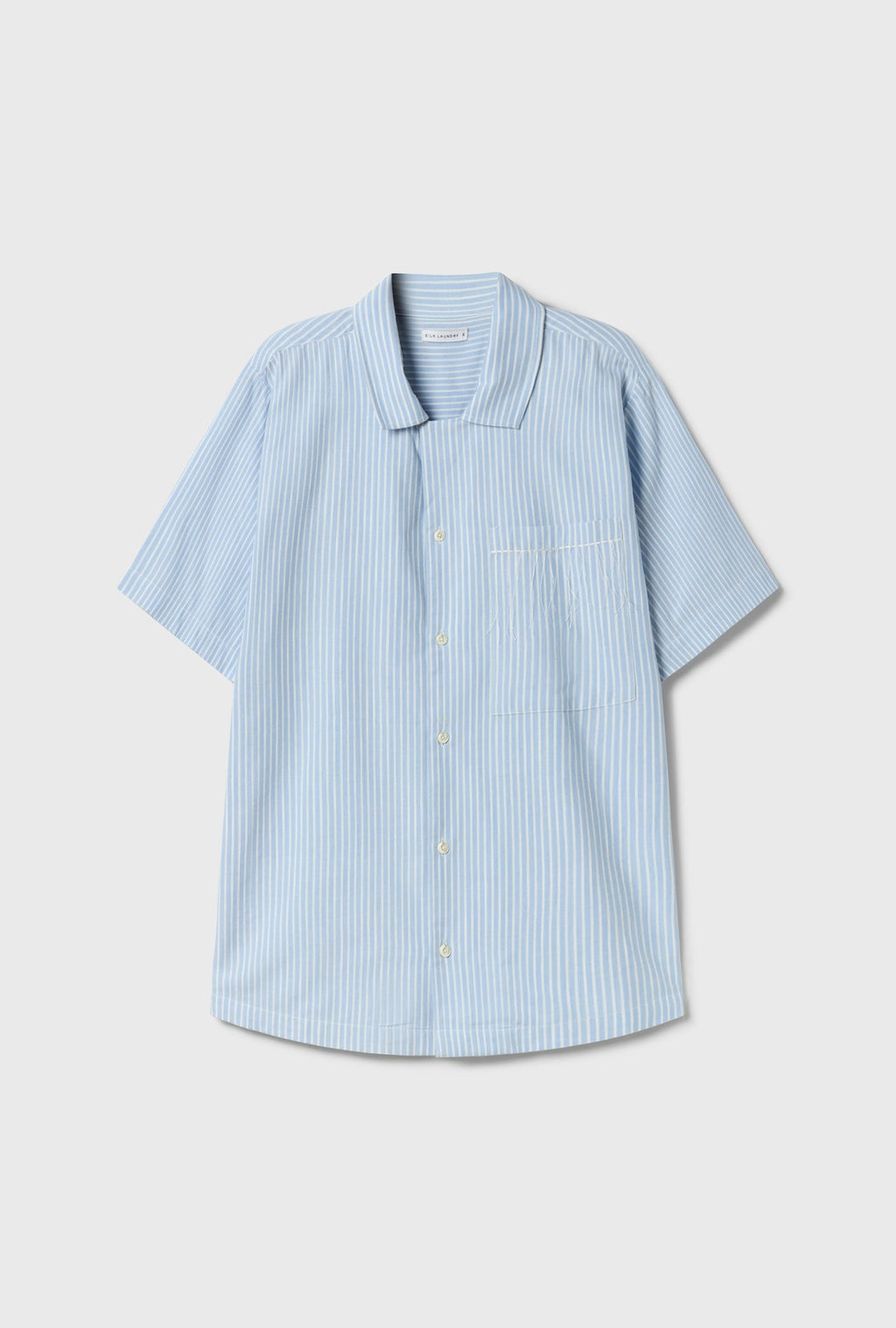 Silk Laundry Cotton Camp Shirt - Storm Stripe