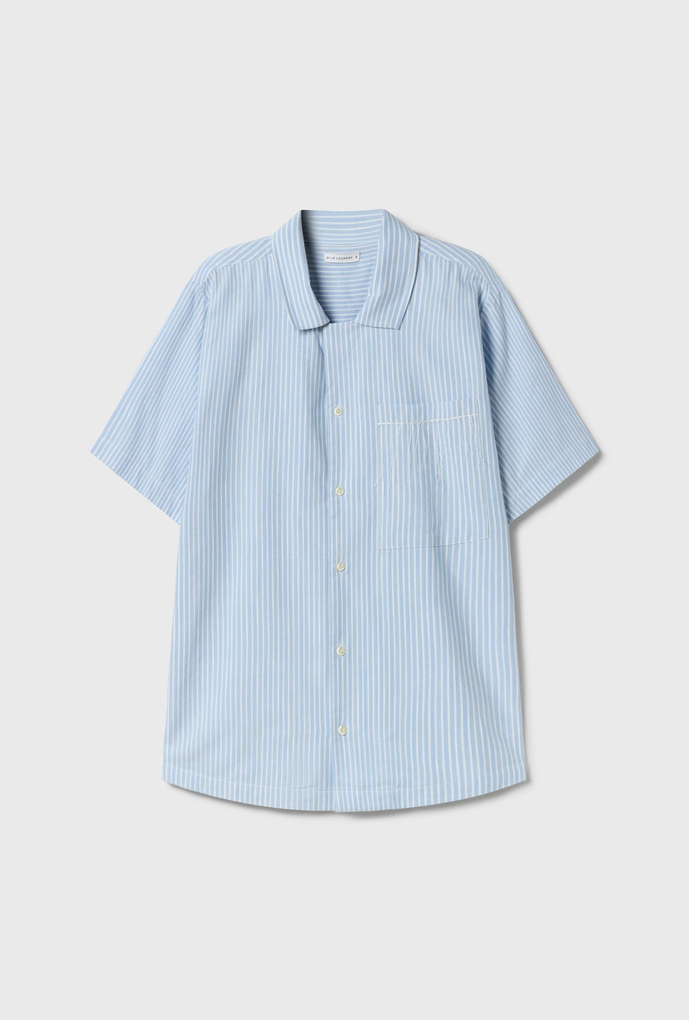 Silk Laundry Cotton Camp Shirt - Storm Stripe