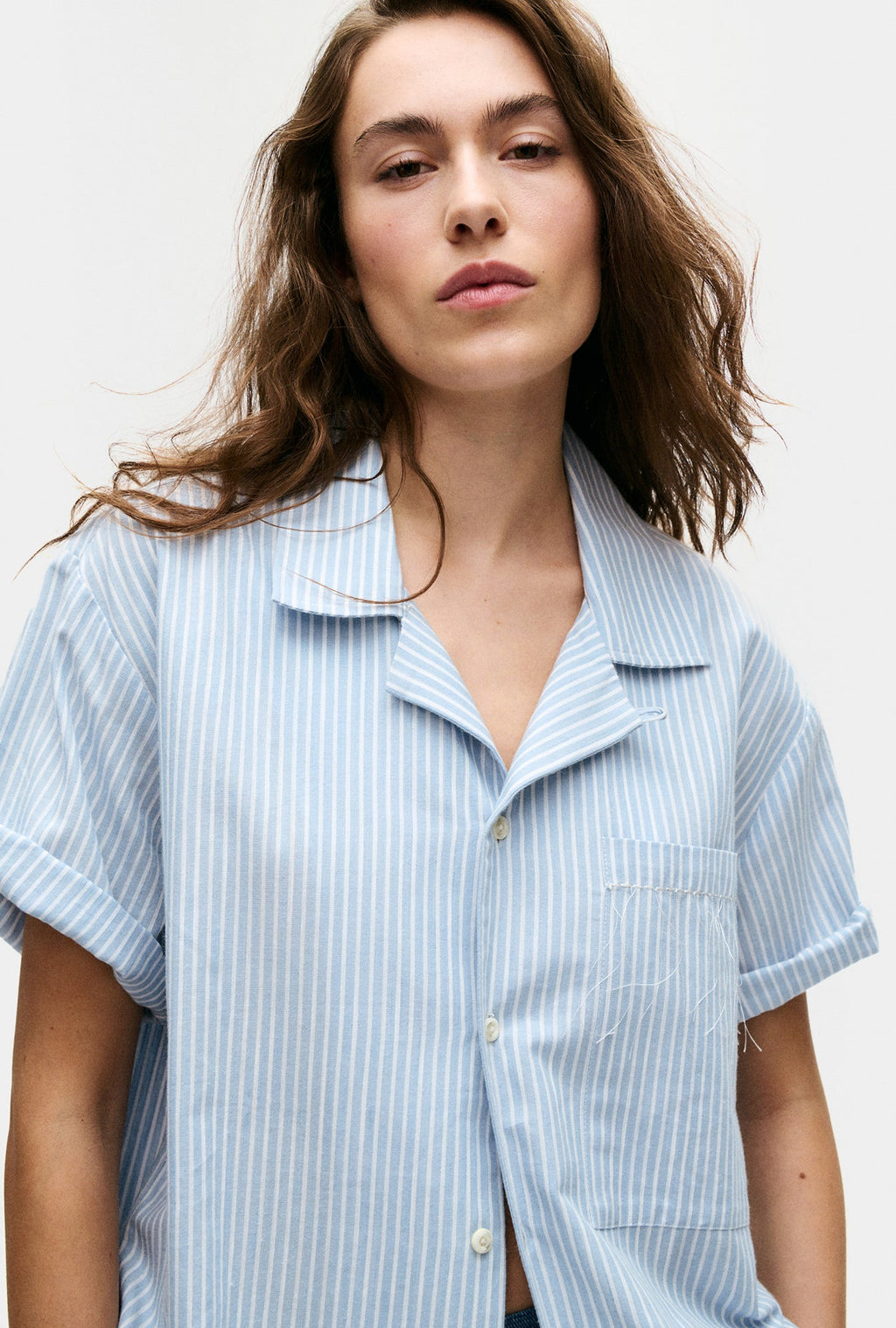 Silk Laundry Cotton Camp Shirt - Storm Stripe