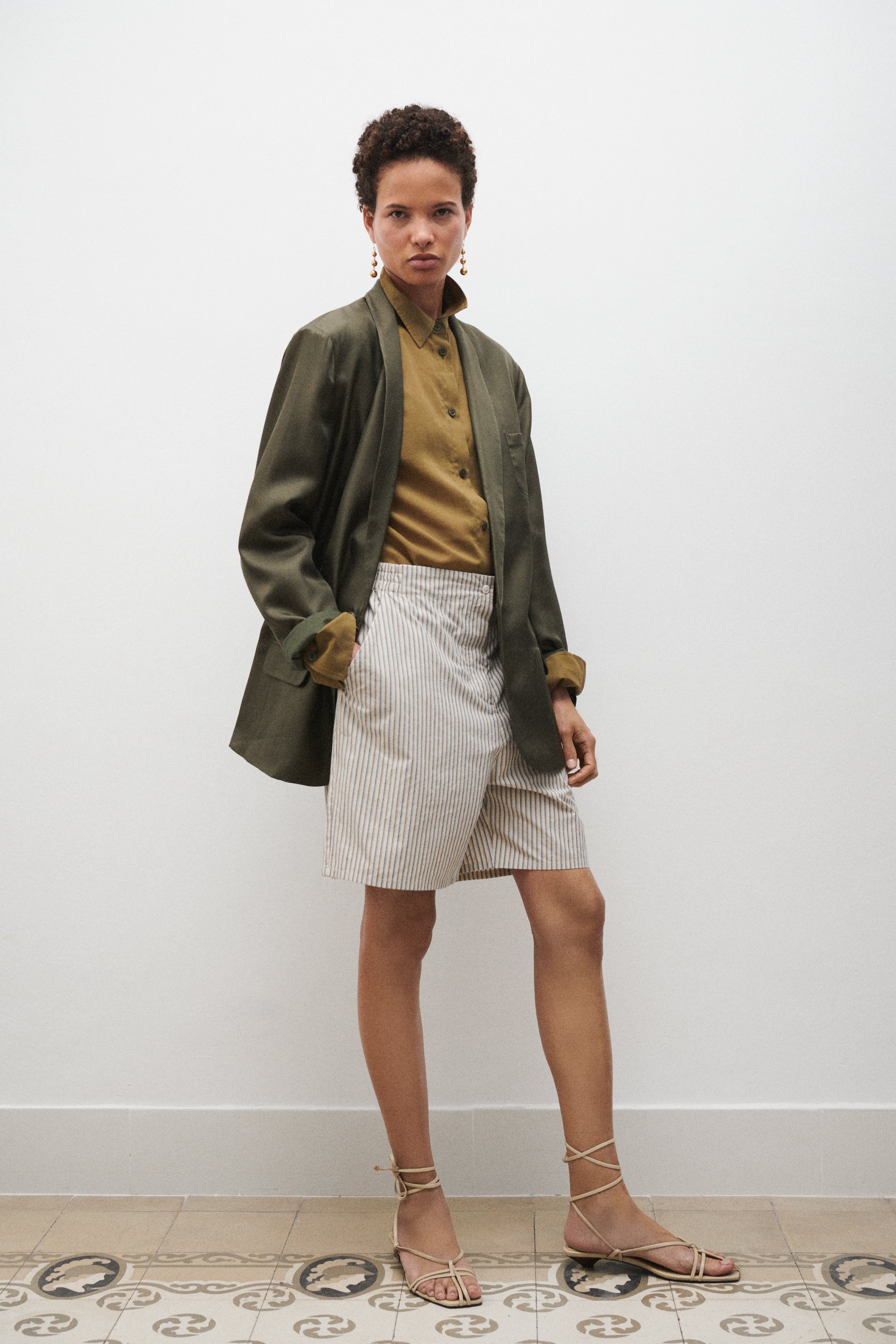 Silk Laundry Cotton Silk Boxers - Slate Stripe