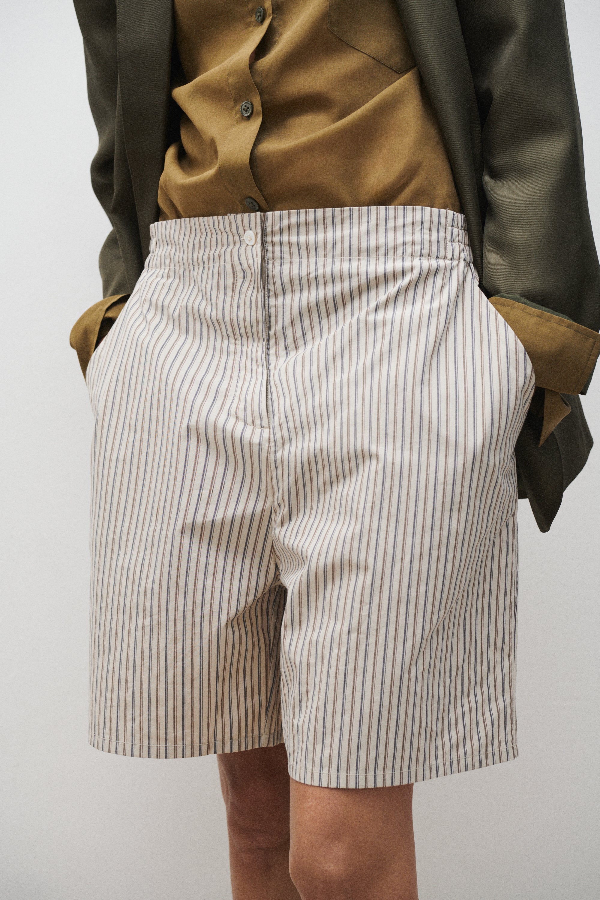 Silk Laundry Cotton Silk Boxers - Slate Stripe