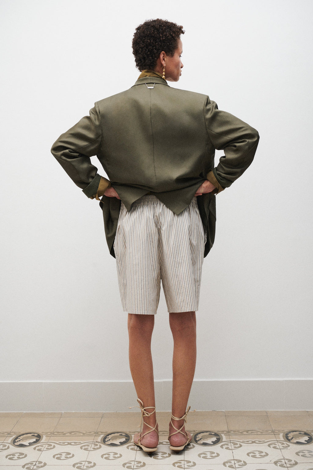 Silk Laundry Cotton Silk Boxers - Slate Stripe