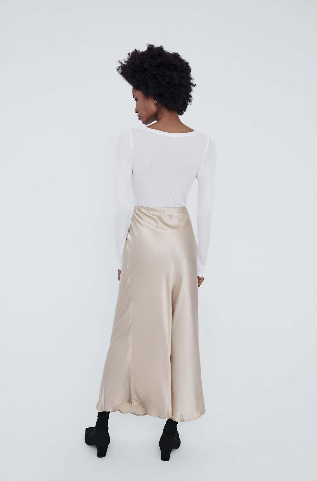 Silk Laundry LONG BIAS CUT SKIRT - HAZELNUT