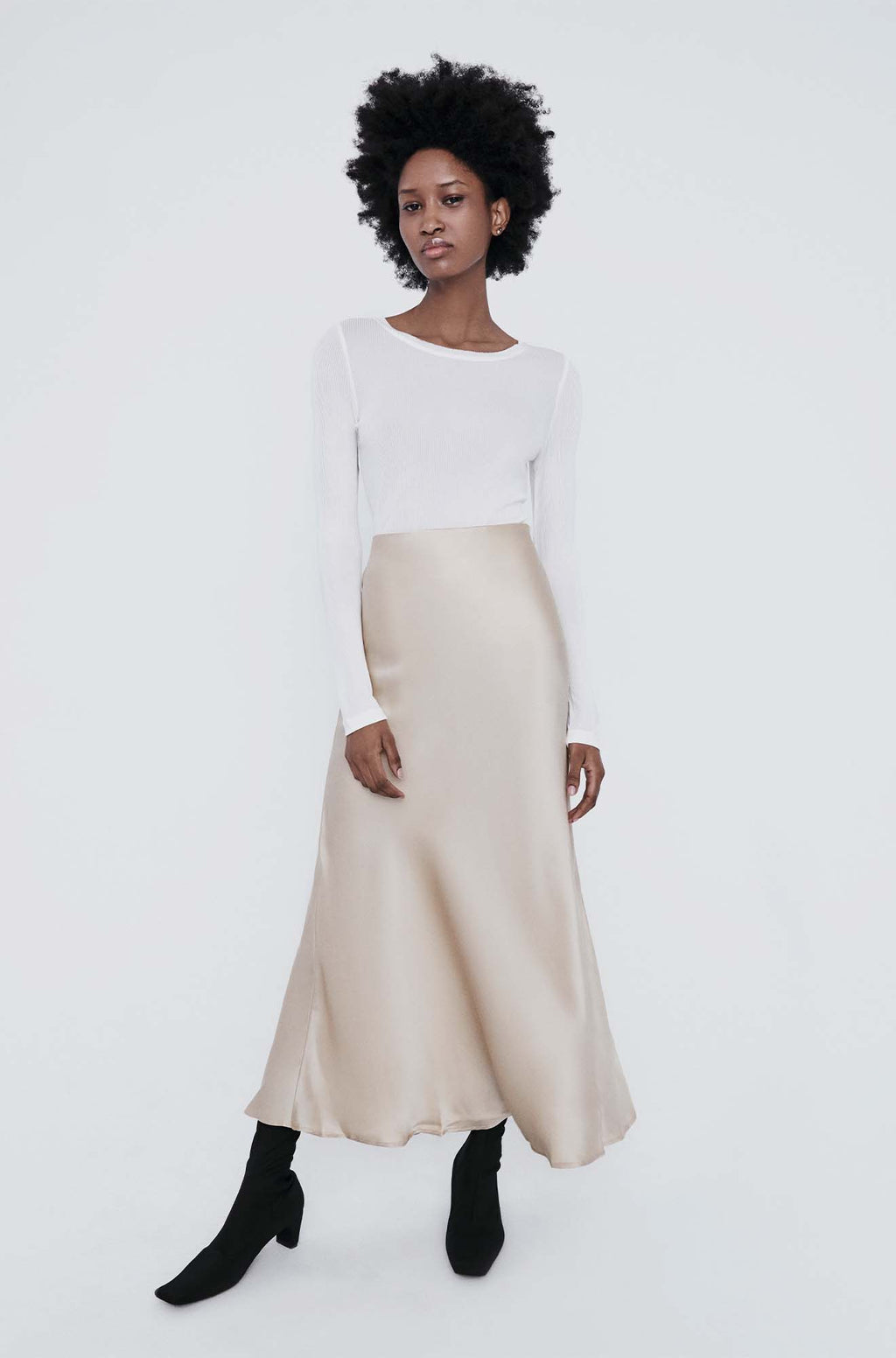 Silk Laundry LONG BIAS CUT SKIRT - HAZELNUT