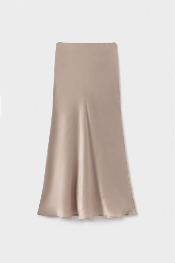 Silk Laundry LONG BIAS CUT SKIRT - HAZELNUT
