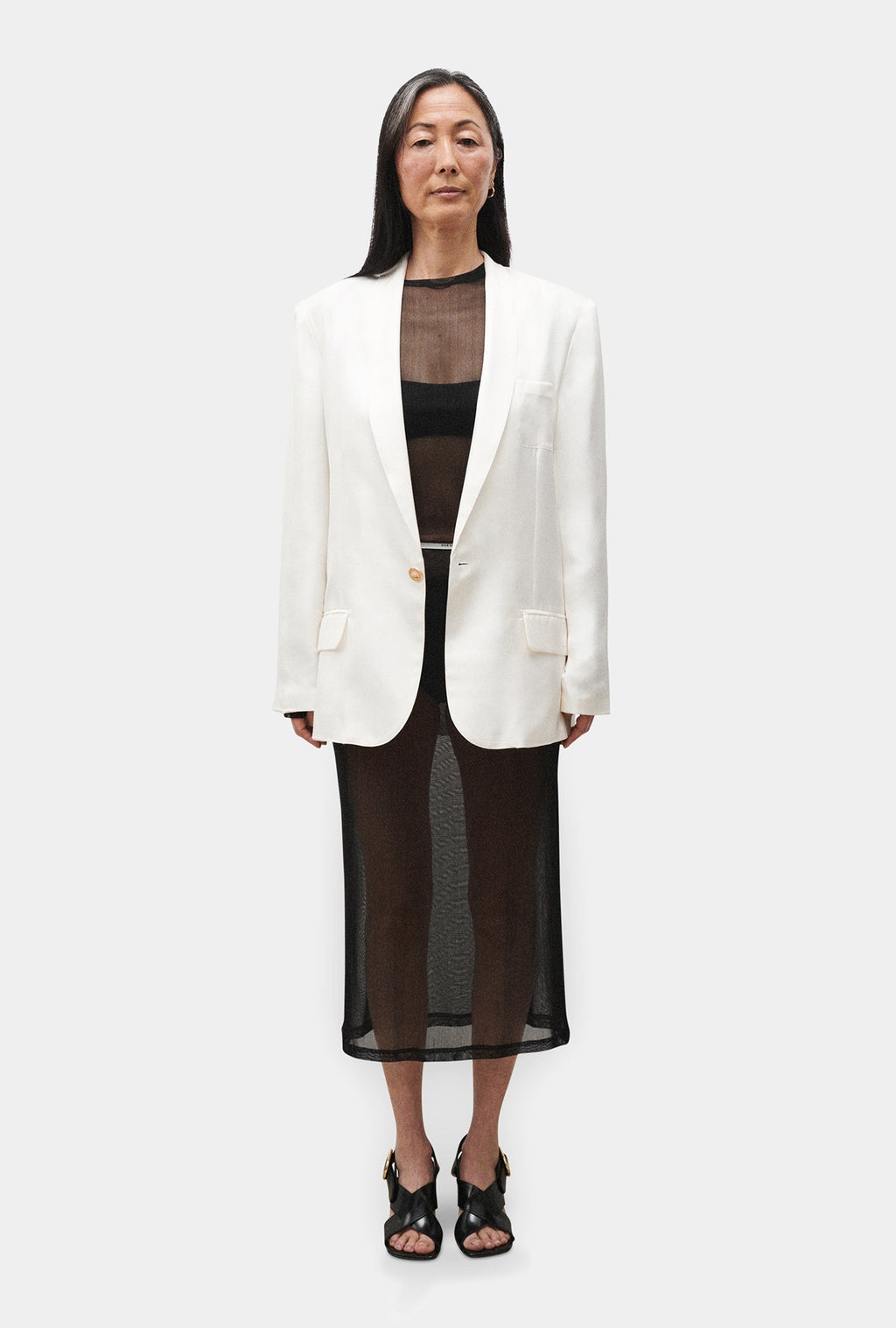 Silk Laundry Mesh Skirt - Black