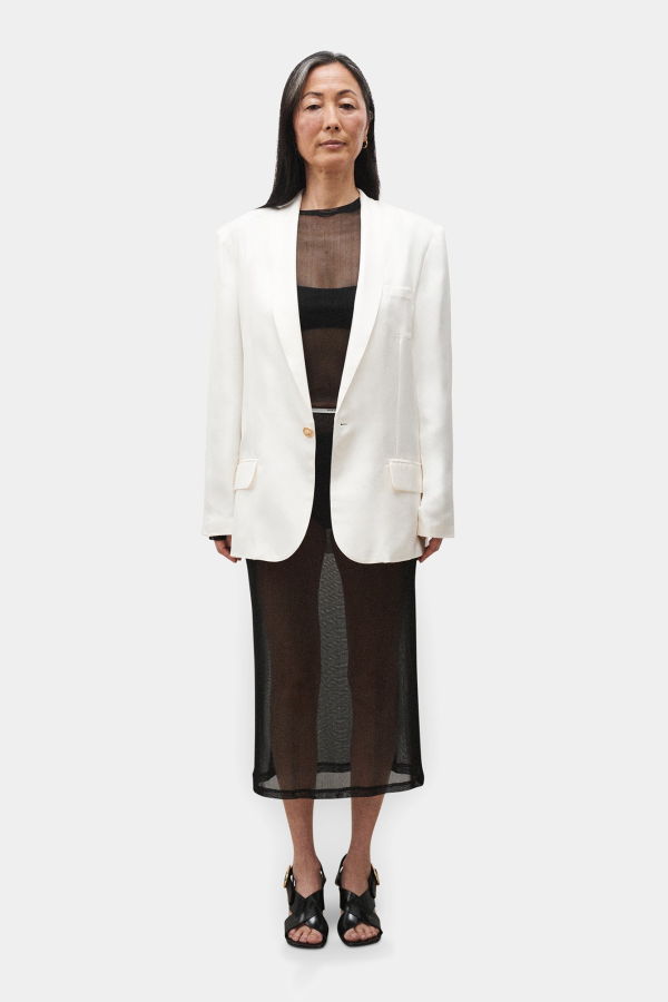 Silk Laundry Mesh Skirt - Black