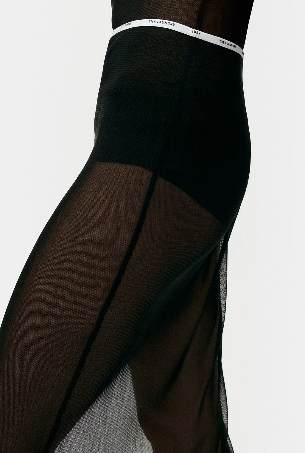 Silk Laundry Mesh Skirt - Black