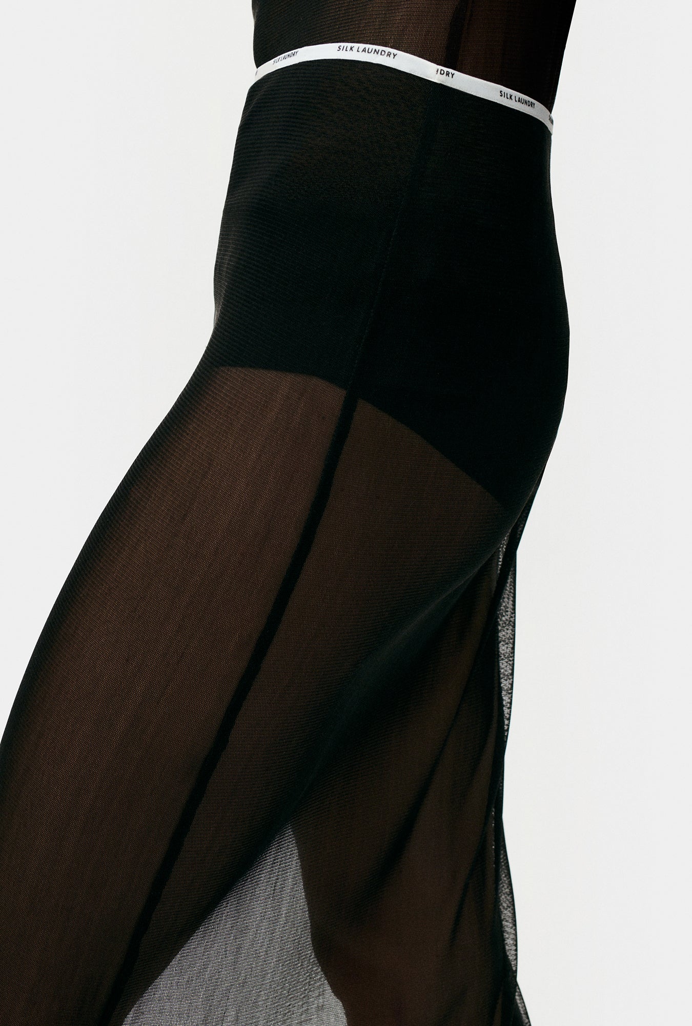Silk Laundry Mesh Skirt - Black