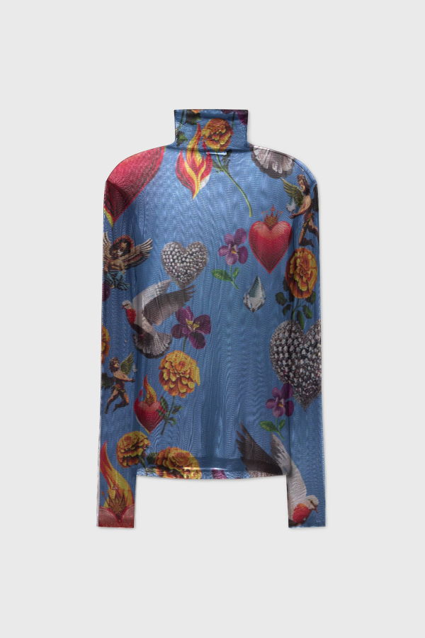 Silk Laundry Mesh Turtleneck - Dearly Beloved Mirage