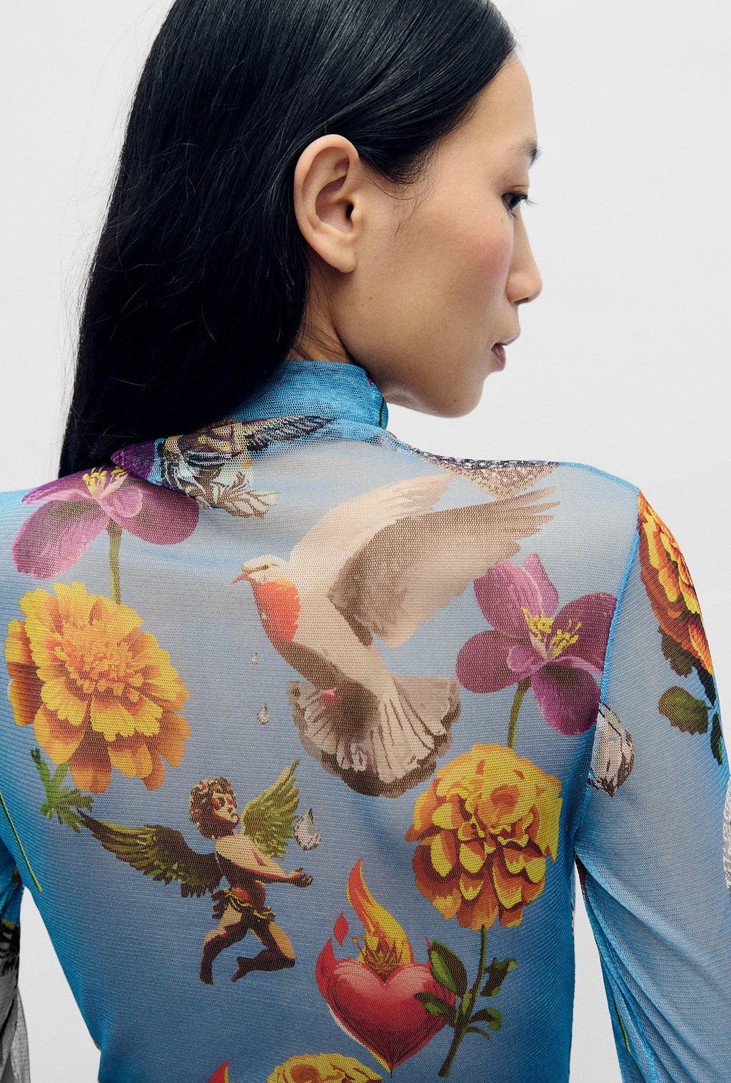 Silk Laundry Mesh Turtleneck - Dearly Beloved Mirage