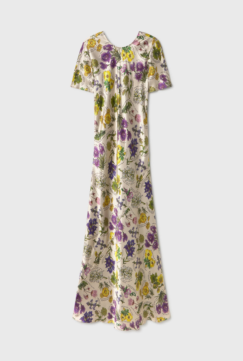 Silk Laundry Short Sleeve Bias Cut Dress - Endangered Flowers