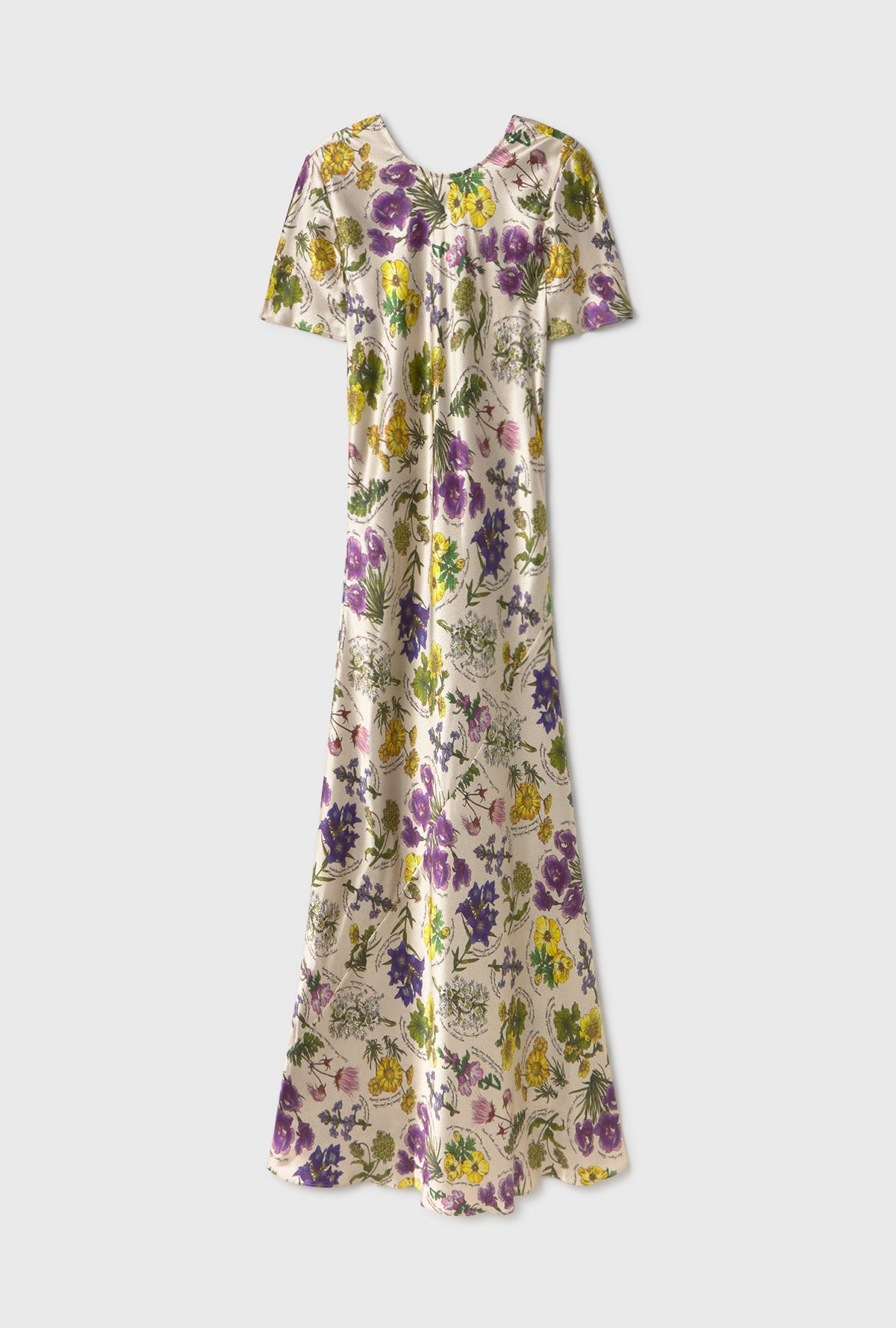 Silk Laundry Short Sleeve Bias Cut Dress - Endangered Flowers