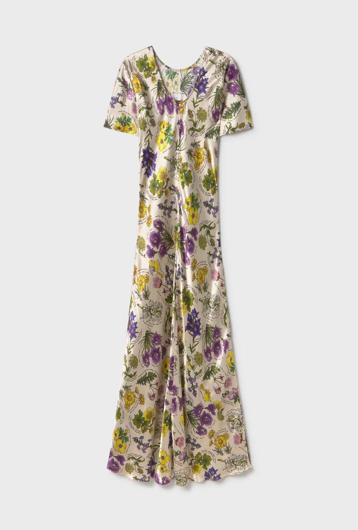Silk Laundry Short Sleeve Bias Cut Dress - Endangered Flowers