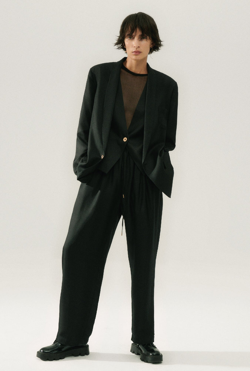 Silk Laundry TWILL MIAMI BLAZER - BLACK