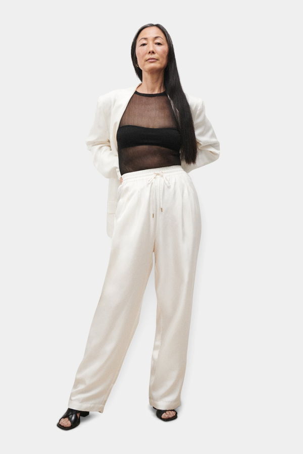 Silk Laundry TWILL SLOUCH PANTS - WHITE