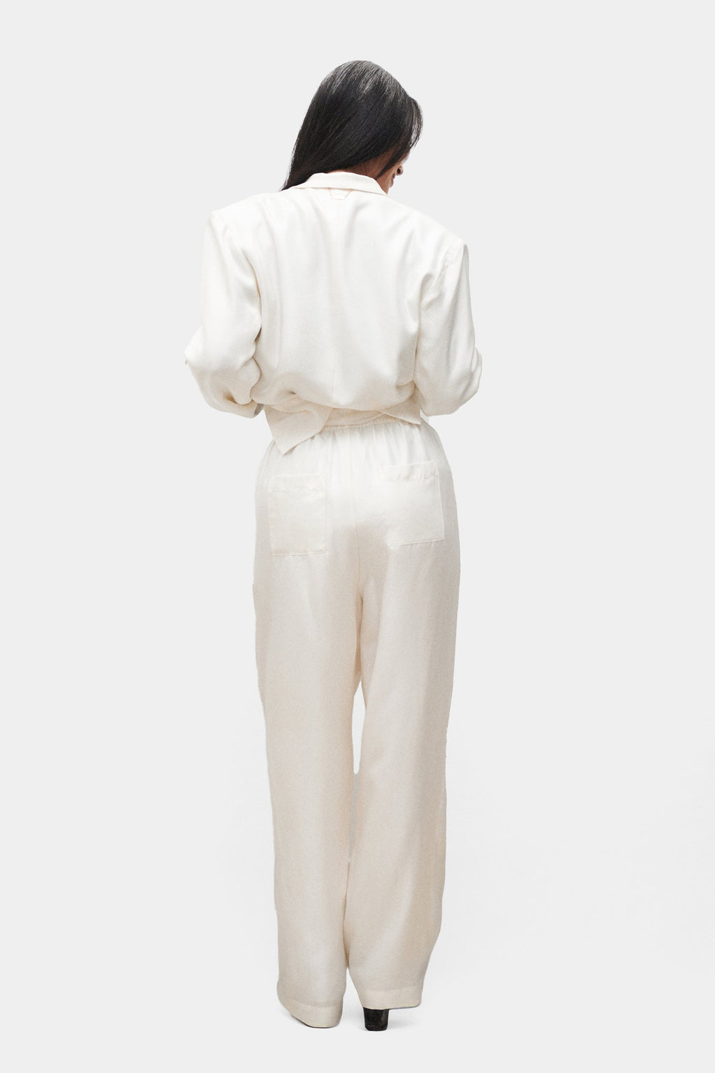 Silk Laundry TWILL SLOUCH PANTS - WHITE