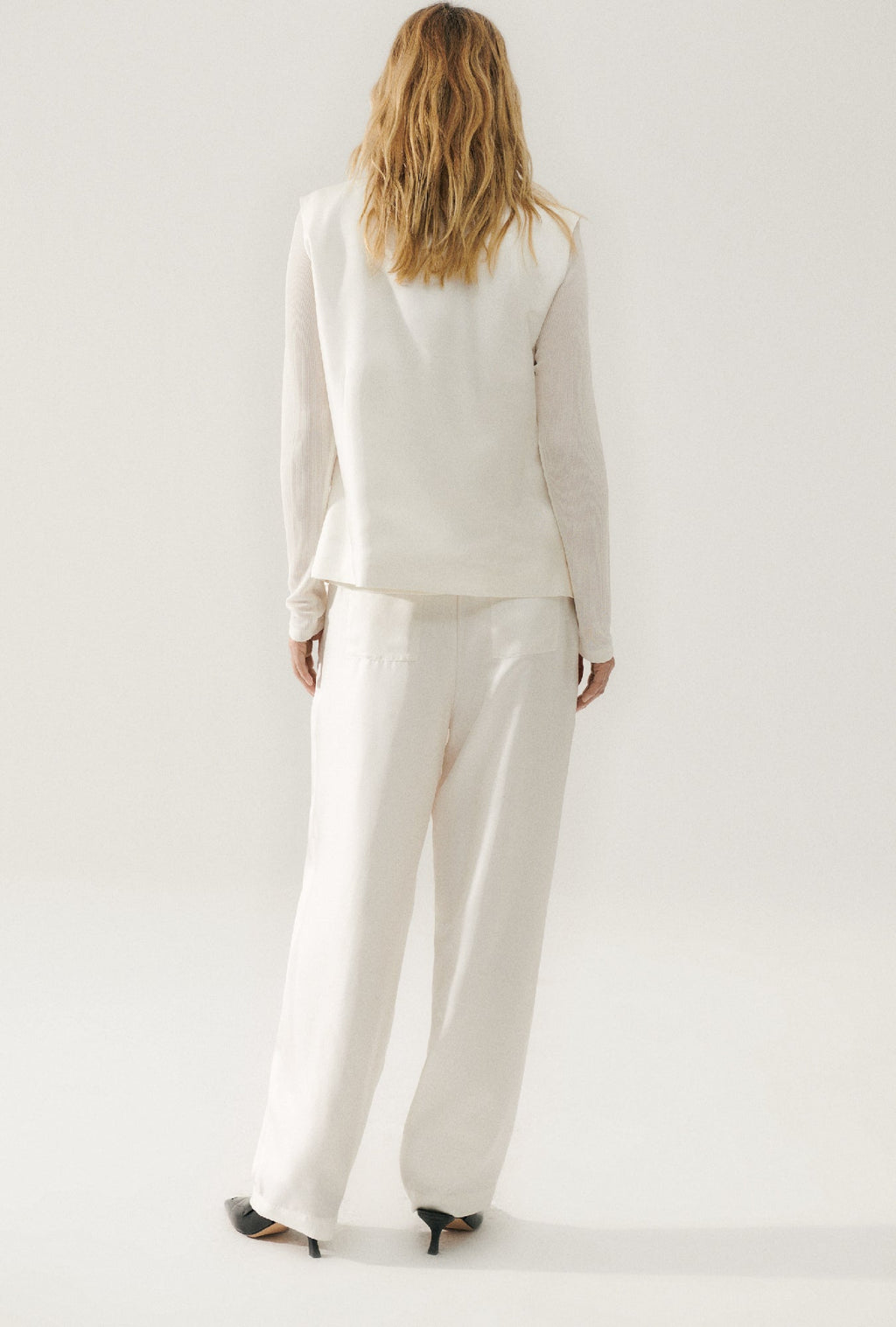 Silk Laundry TWILL SLOUCH PANTS - WHITE