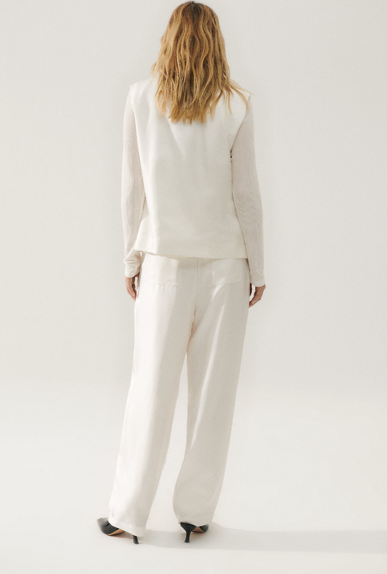 Silk Laundry TWILL SLOUCH PANTS - WHITE