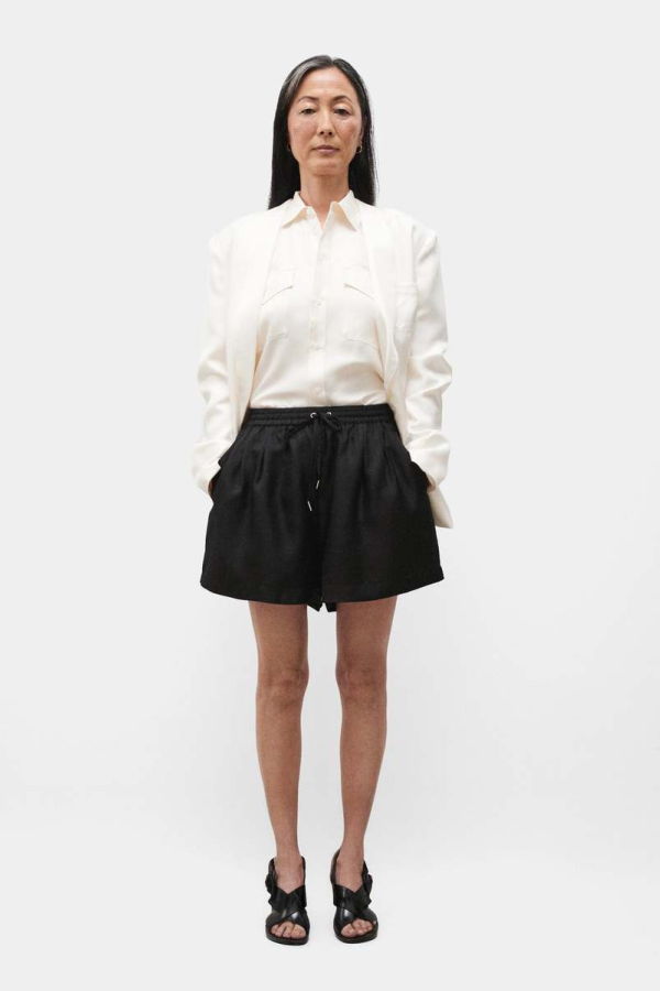 Silk Laundry TWILL SLOUCH SHORTS - BLACK