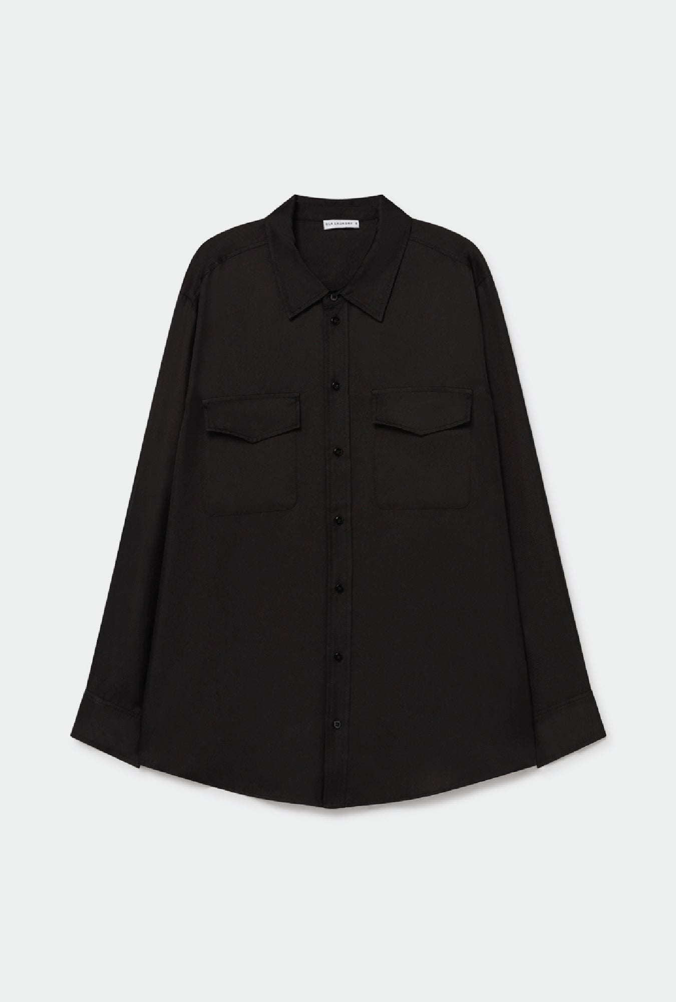 Silk Laundry Twill Boyfriend Shirt - Black