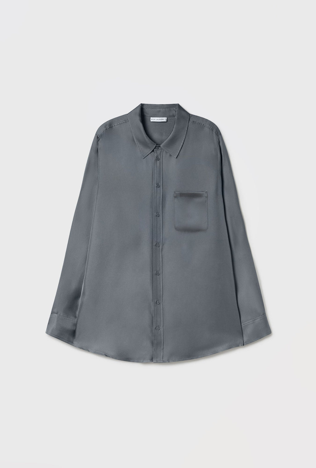 Silk Laundry Twill Boyfriend Shirt - Slate