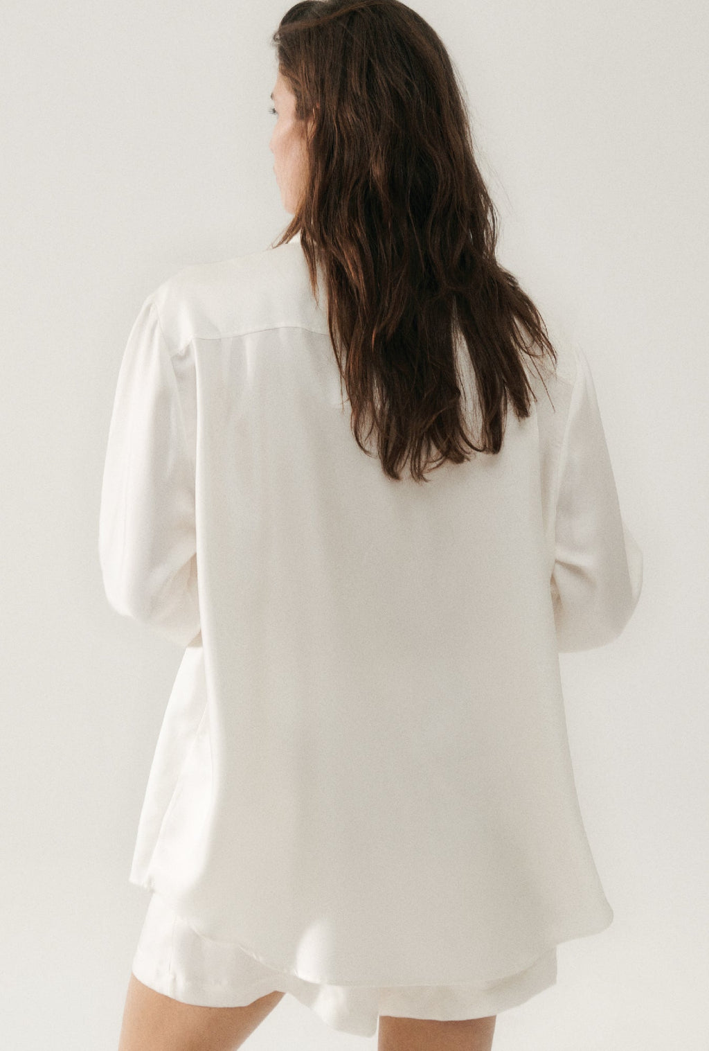 Silk Laundry Twill Boyfriend Shirt - White