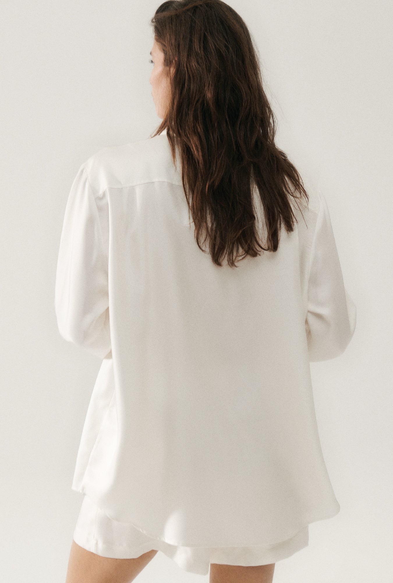 Silk Laundry Twill Boyfriend Shirt - White