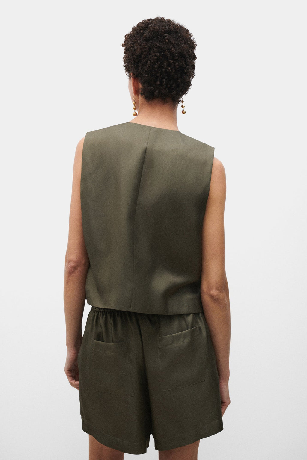 Silk Laundry Twill Vest - Pine