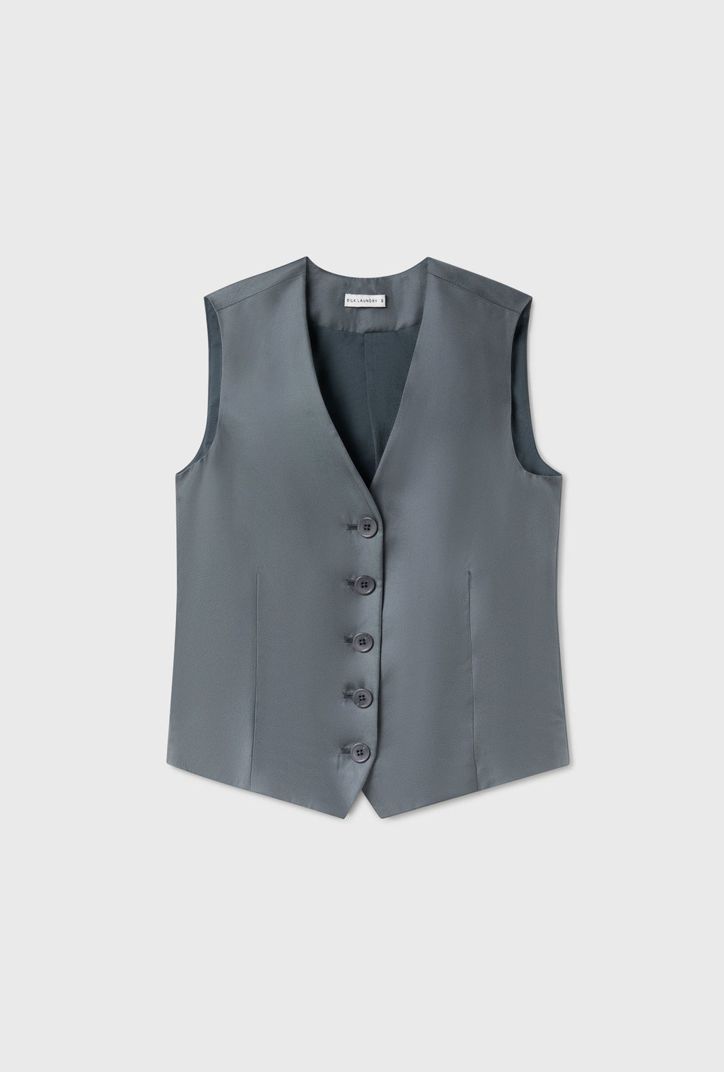 Silk Laundry Twill Vest - Slate