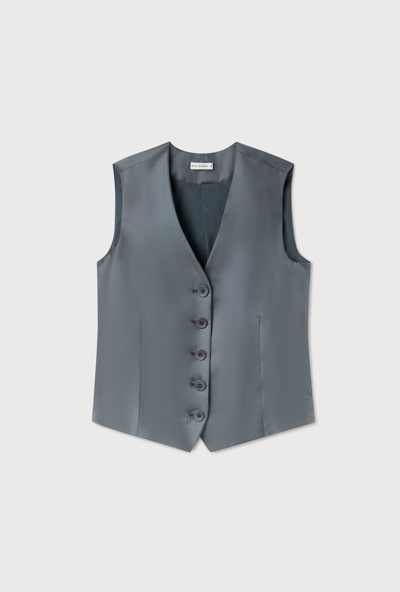 Silk Laundry Twill Vest - Slate
