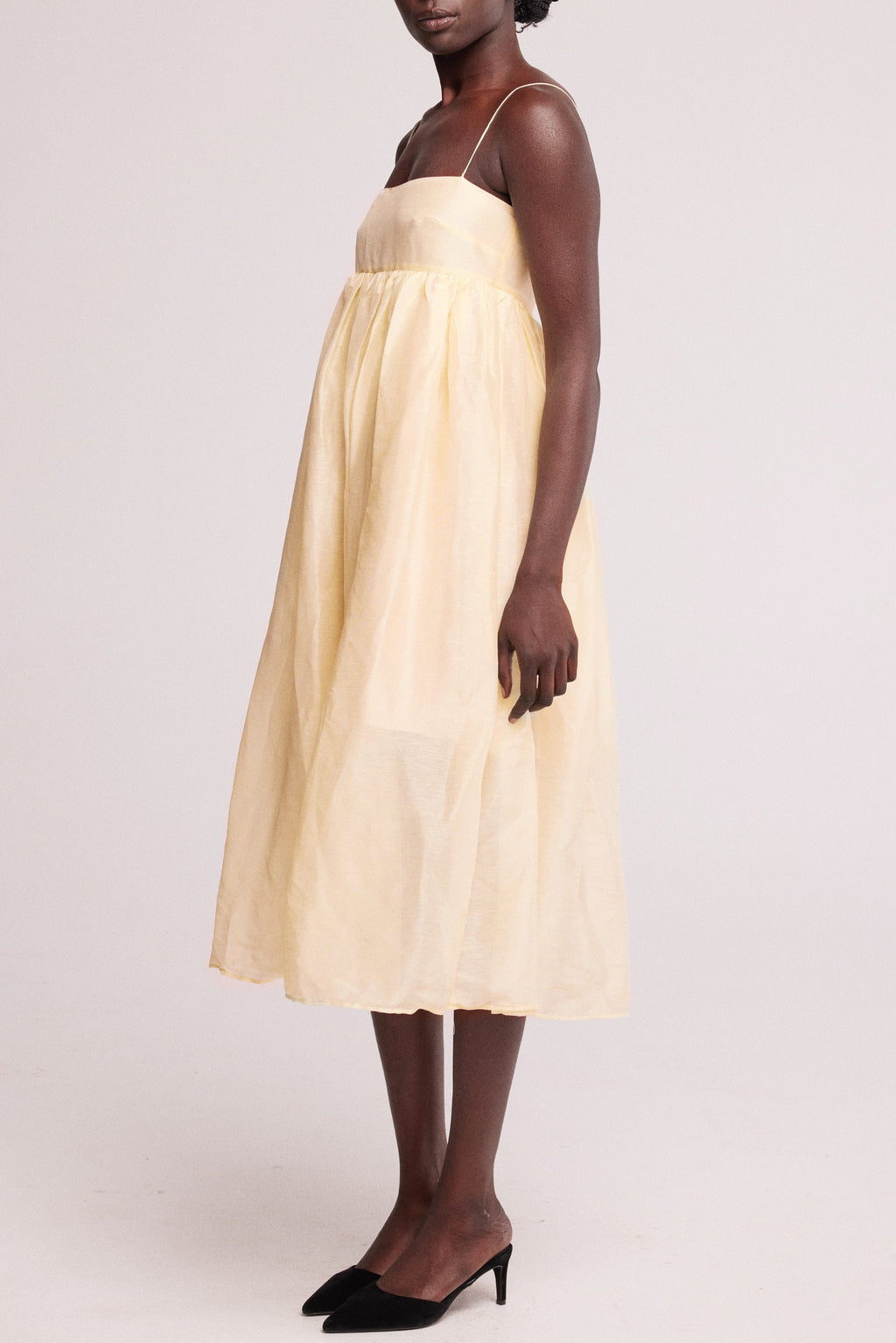 baaby Silk Linen Floating Dress - Lemon Yellow
