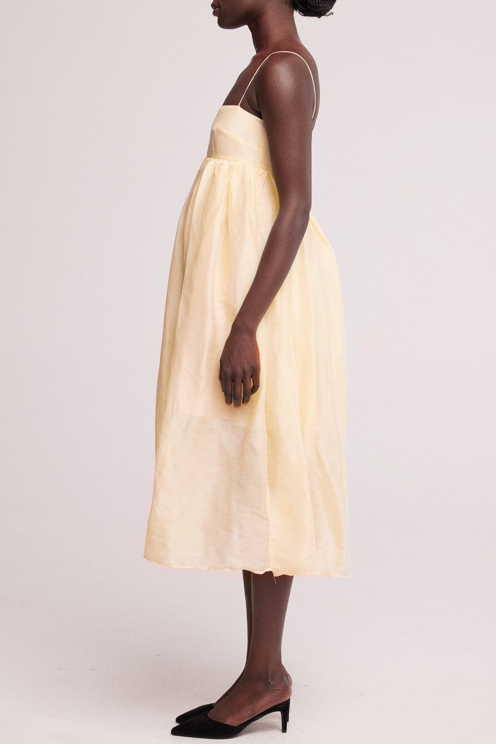 baaby Silk Linen Floating Dress - Lemon Yellow