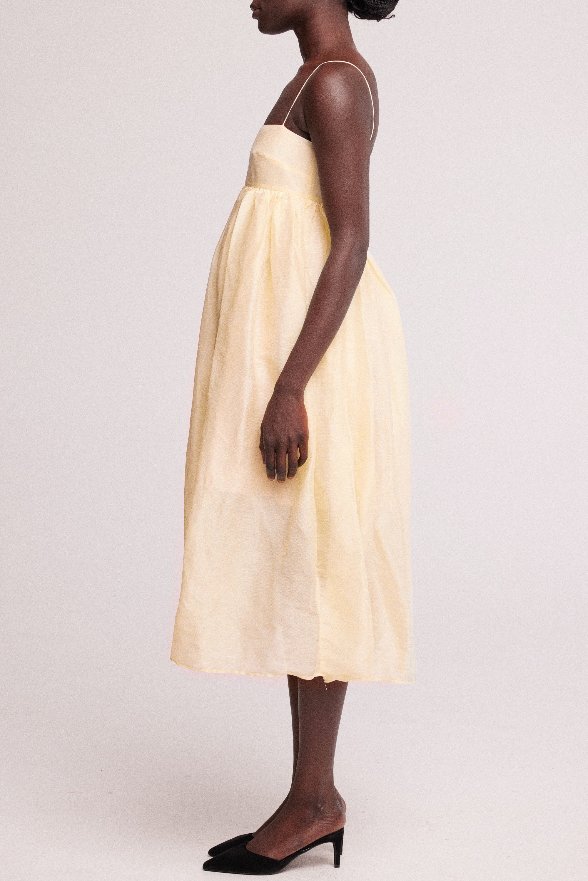 baaby Silk Linen Floating Dress - Lemon Yellow