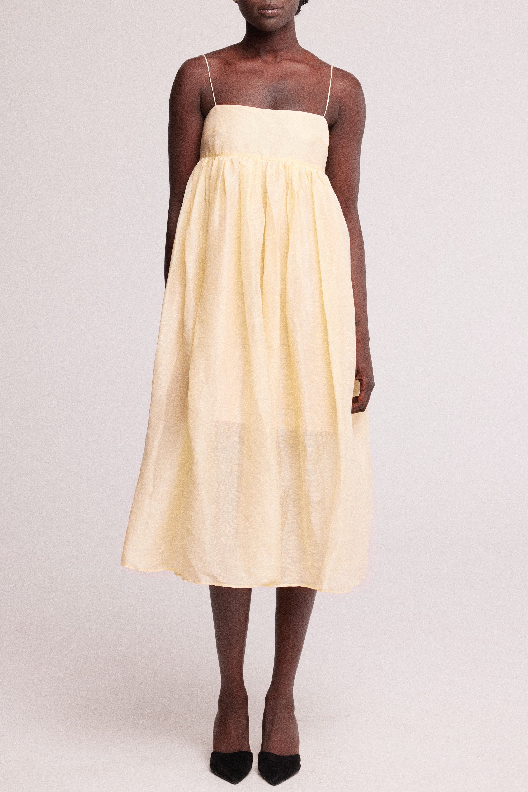 baaby Silk Linen Floating Dress - Lemon Yellow