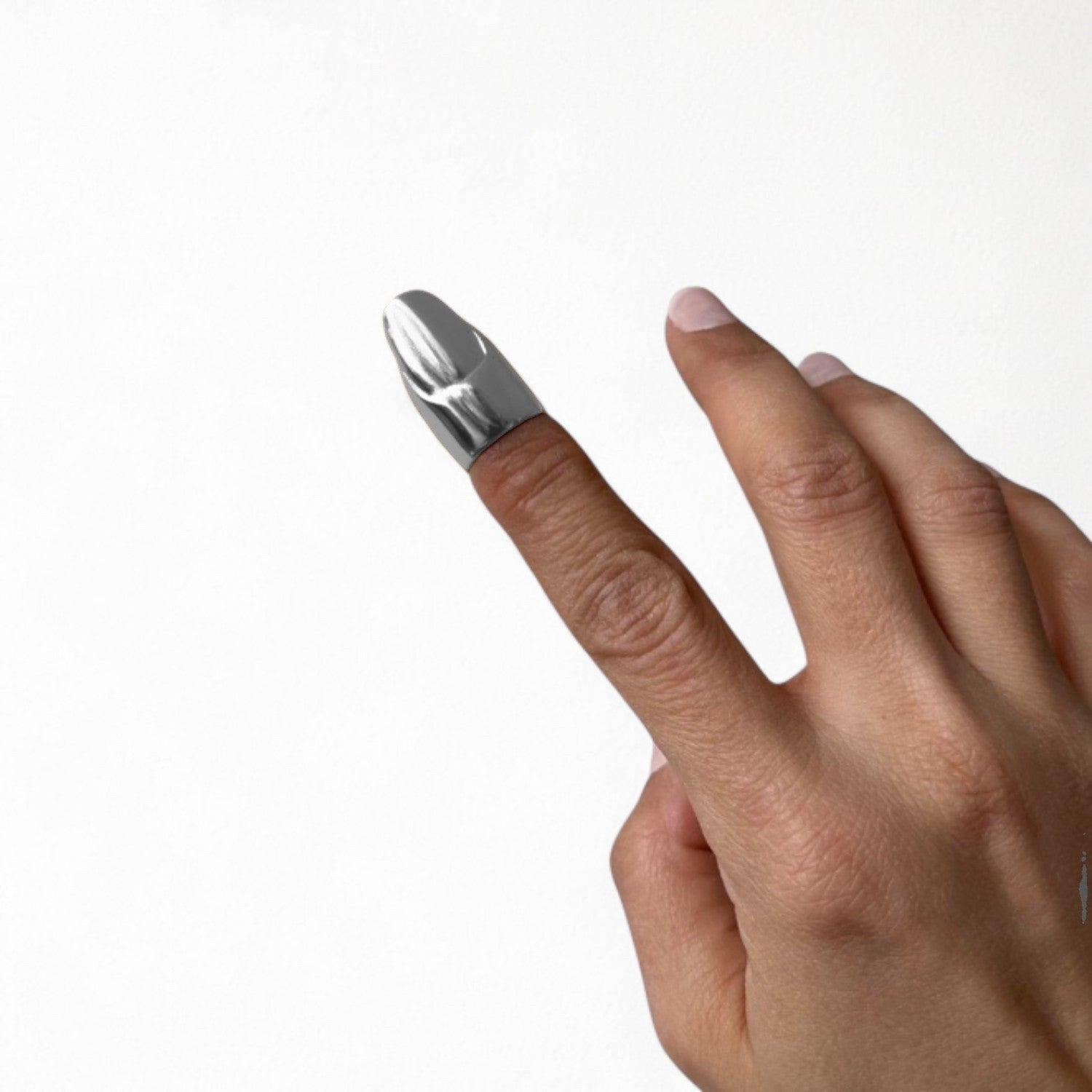 London Atelier Byproduct Silver Finger Cover With Nail Detail Ring