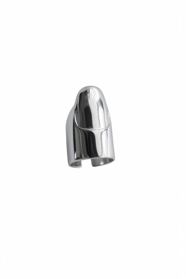 London Atelier Byproduct Silver Finger Cover With Nail Detail Ring
