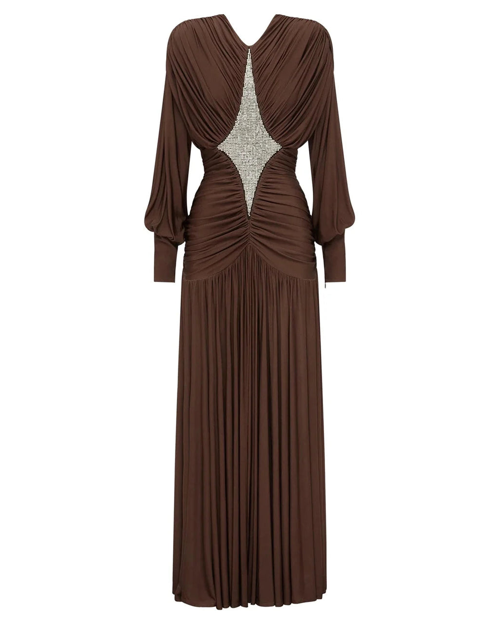 ALEMAIS Silvio Ruched Midi Dress - Brown