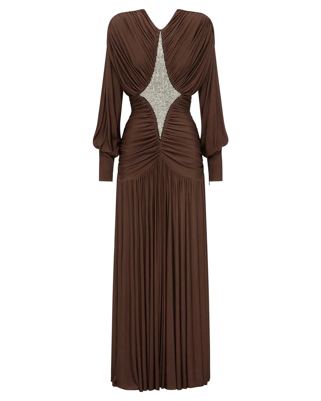 ALEMAIS Silvio Ruched Midi Dress - Brown