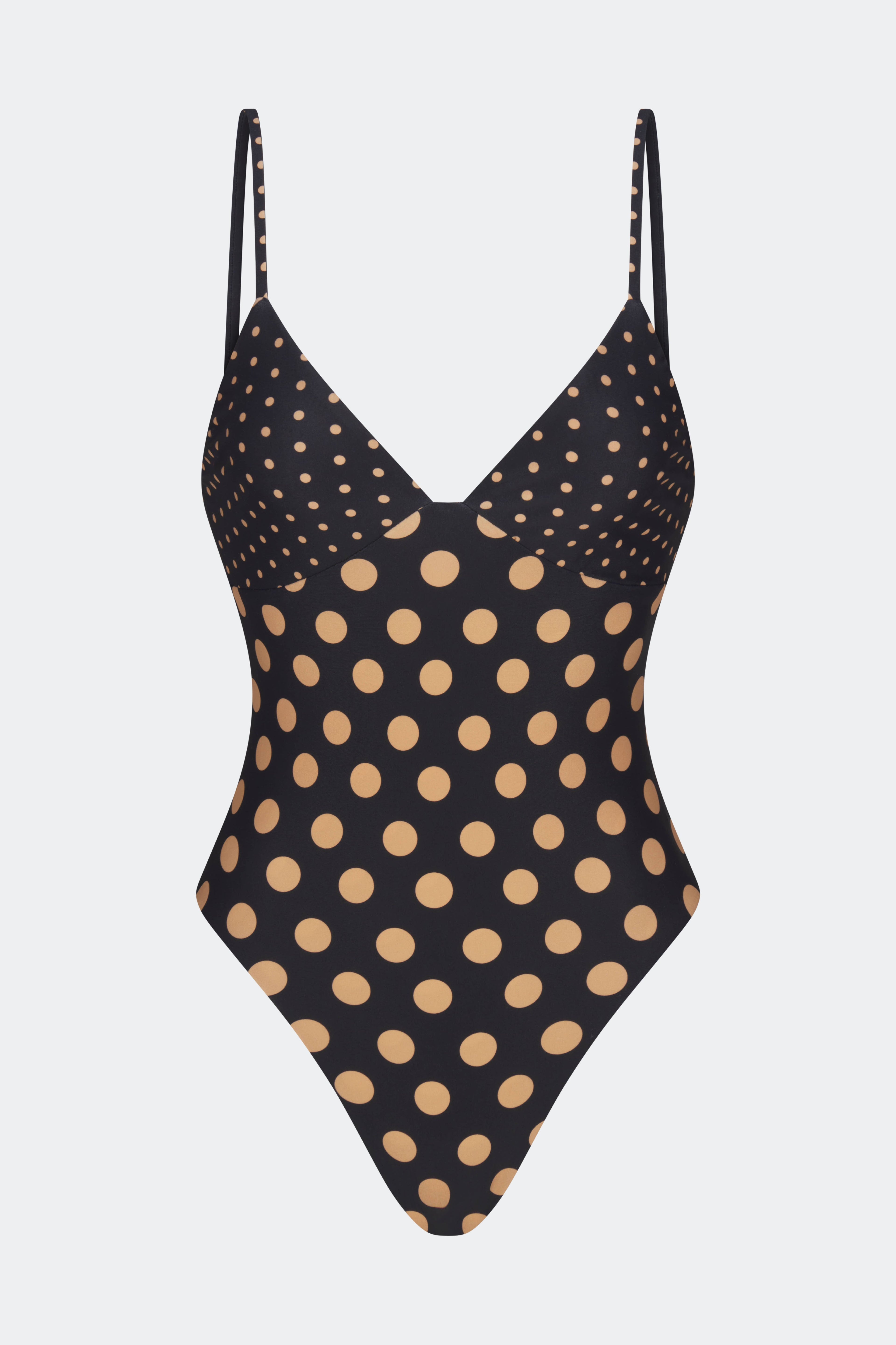 Simon Miller Behati One Piece Swimsuit - Black/Tan Polka Dot