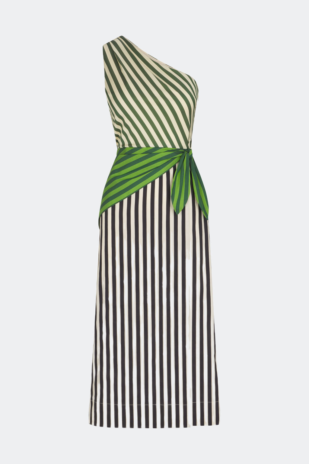 Simon Miller Belem Poplin Midi Dress - Green Multi Stripe Combo
