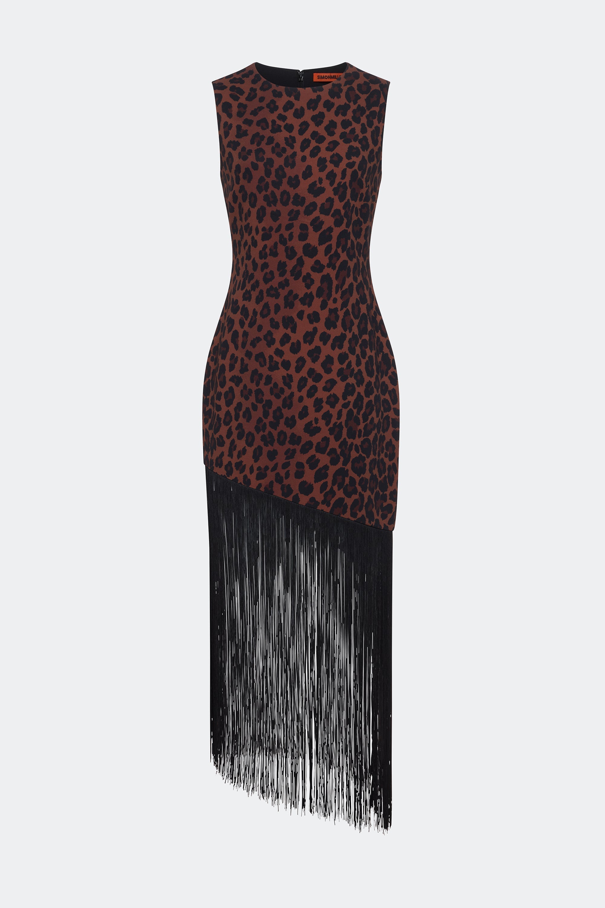 Simon Miller Casablanca Crepe Fringe Dress - Choco Brown Leopard