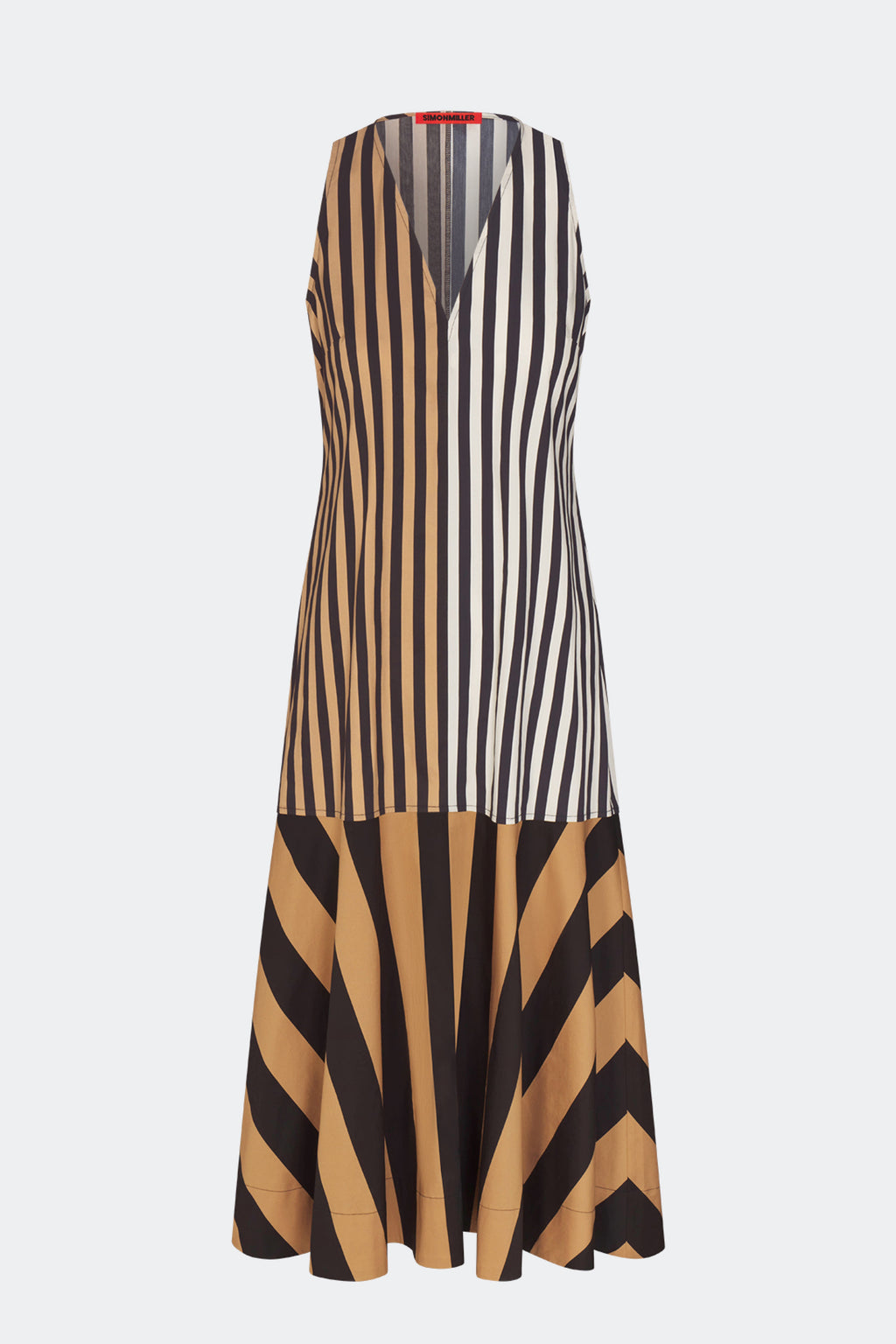 Simon Miller Celeste Poplin Dress - Black/Tan Stripe Combo