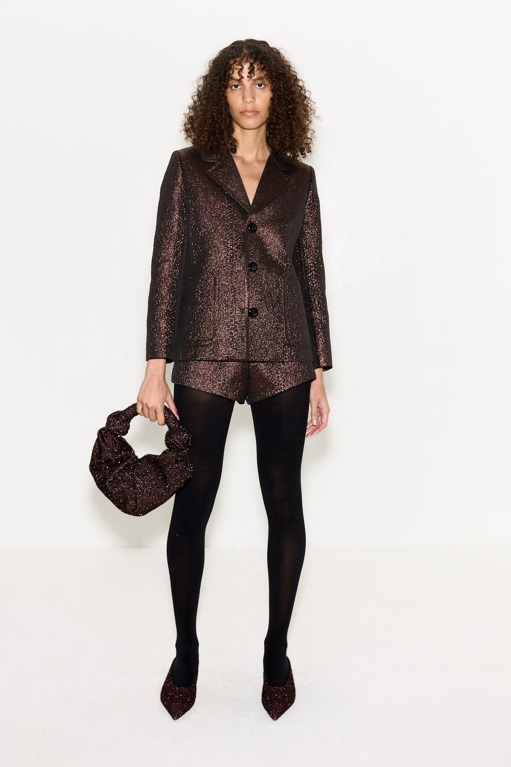 Simon Miller Fleur Metallic Shorts - Bronze