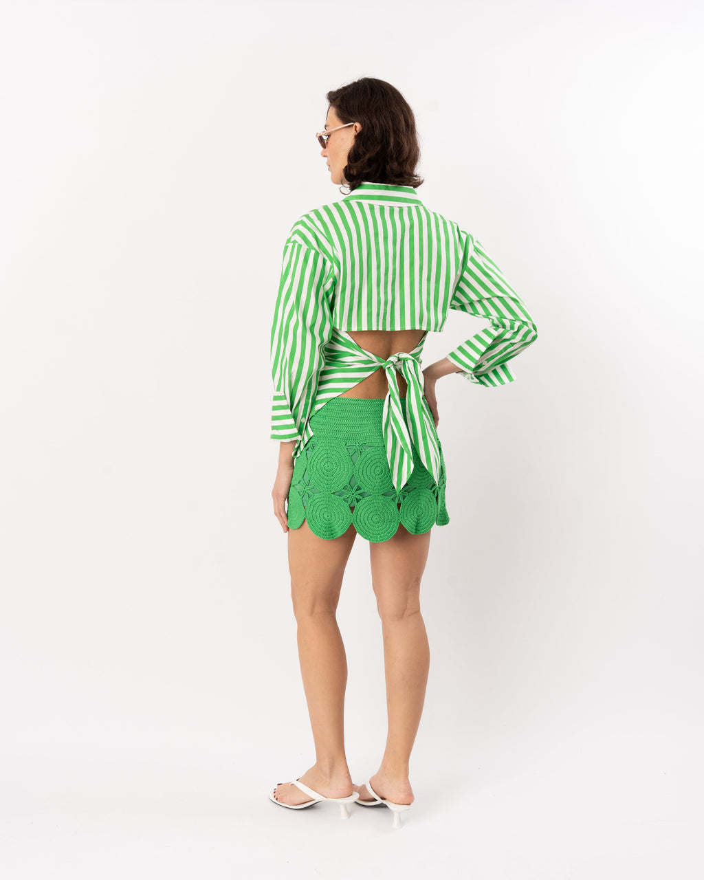 Simon Miller Loch Poplin Button-Up Shirt - Grass Green/Macadamia